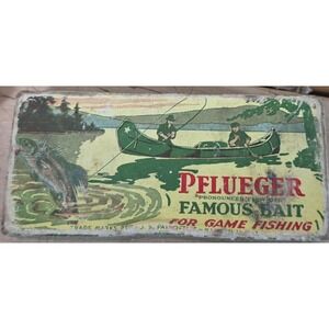 Vintage Pflueger Famous Bait Empty Box No 1512 Blue Size 3 Fishing Collectible
